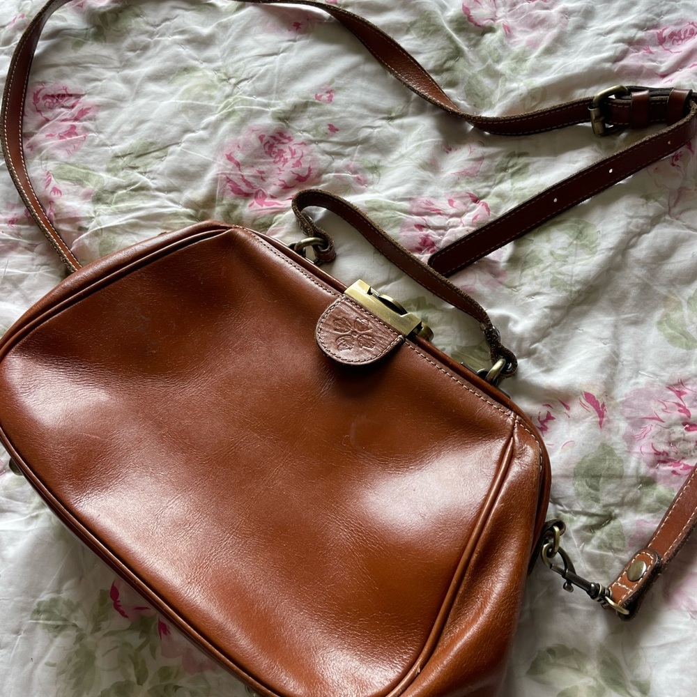 Patricia Nash Cognac Brown Leather Crossbody Bag